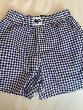Girls Blue Gingham Elastic-Waist Shorts